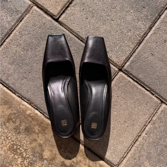 Toteme Mule Black 38 Square Toe Kitten Heel - Picture 7 of 12